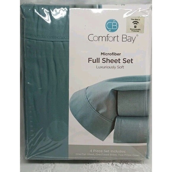Comfort Bay Full Sheets Set Blue 4pc Microfiber Luxuriously Soft - Picture 1 of 9